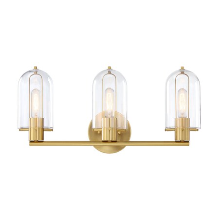 Designers Fountain Skylar 24.5 in. 3-Light Brushed Gold Vanity Light with Clear Glass Shades for Bathrooms D332M-3B-BG